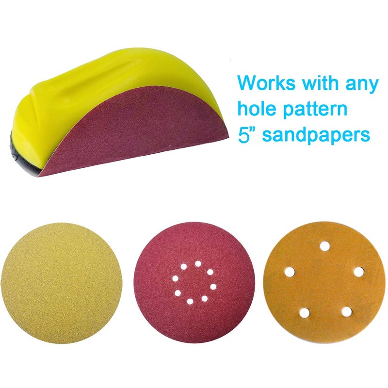 Tockrop 2 Pack 5 Inch Hand Sanding Blocks Round and Mouse-Shaped for 5 Inch Hook and Loop Discs Ideal For Wood Furniture Restoration Home Arts and Crafts - Image 5